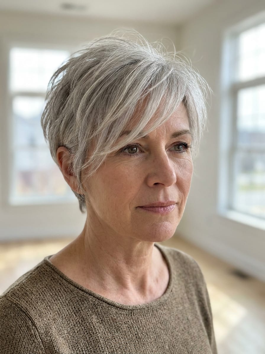 Pixie mit längerem Pony - pflegeleichte Frisur ab 50